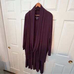 Dark Plum Long Sleeve Dress, Cardigan and Scarf. Plus size 2x